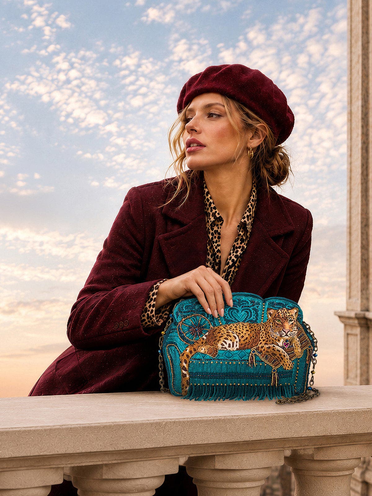 Lazy Leopard Handbag, Alternate, color, Teal