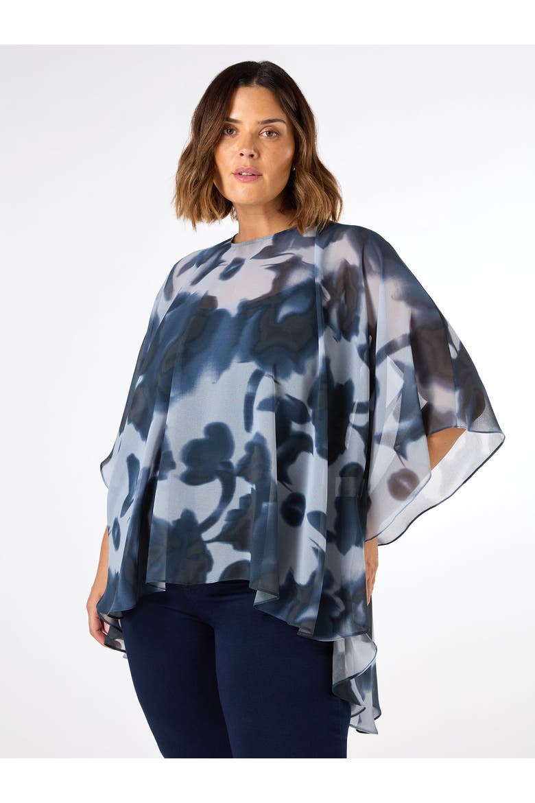 Abstract Floral High Low Overlay Top, Main, color, Print
