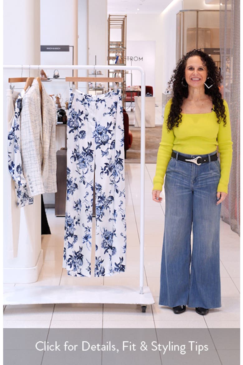 Pilar Rose Print Wide Leg Silk Pants video