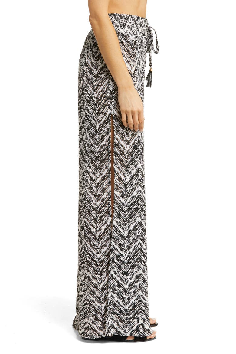 Taytum Open Stitch Wide Leg Cover-Up Pants, Alternate, color, BLACK SPACEDYE CHEVRON KNIT