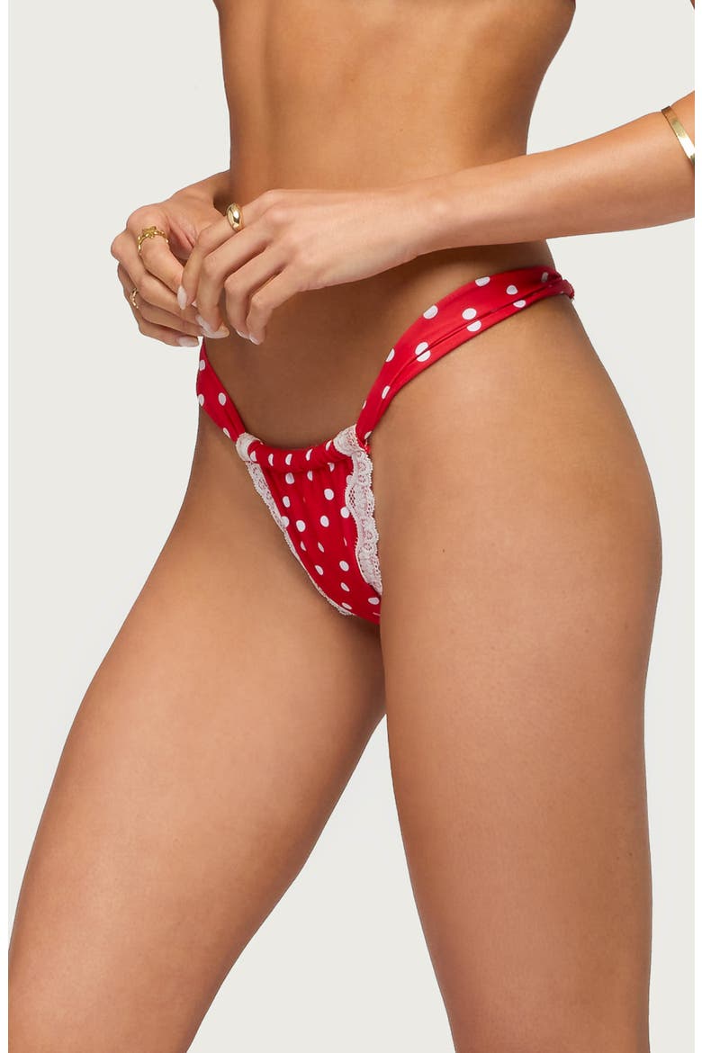 Bina Lacey Polka Dot Bikini Bottoms, Alternate, color, RED-AND-WHITE