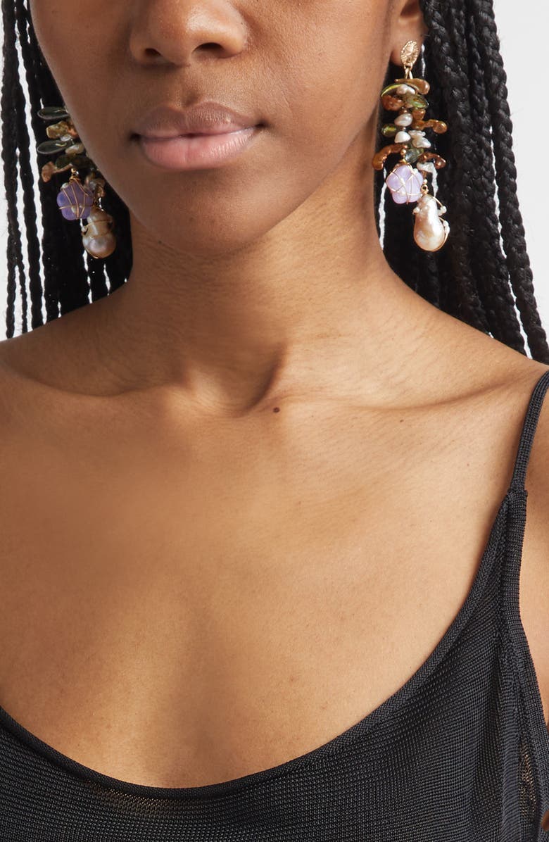 Isshi Mina Freshwater Pearl Drop Earrings, Alternate, color, Kelp