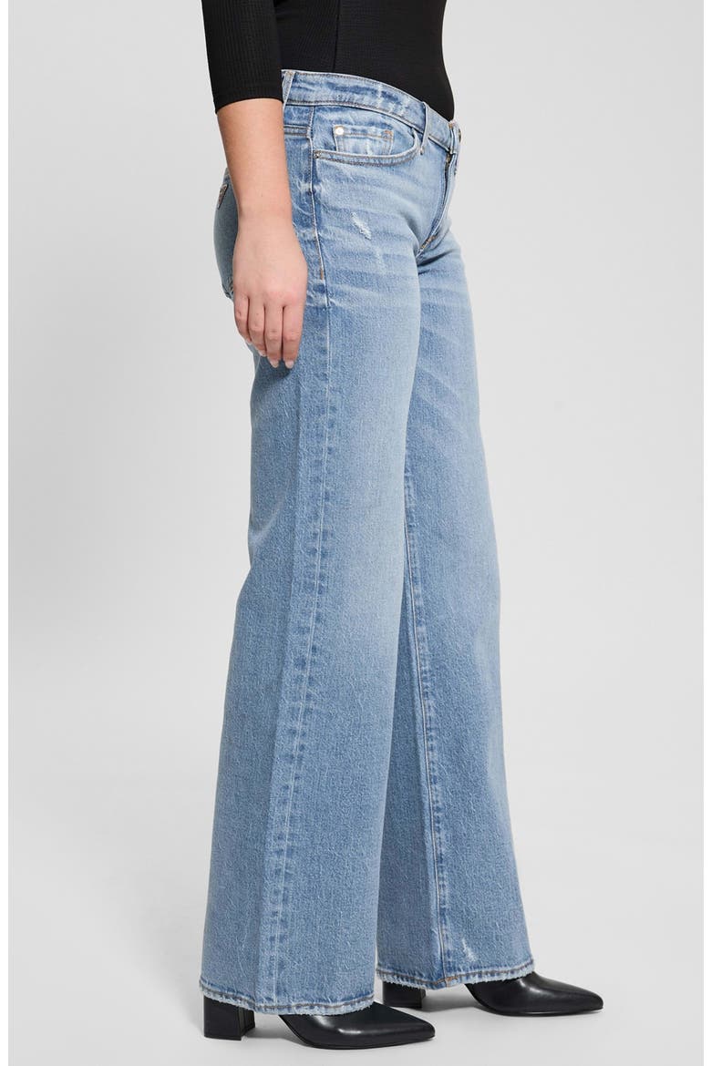 Low Rise Distressed Slouchy Straight Leg Jeans, Alternate, color, BLUE