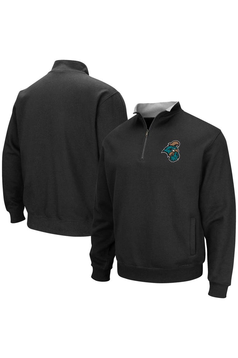 Men's Colosseum Black Coastal Carolina Chanticleers Tortugas Quarter-Zip Sweatshirt, Main, color, Black