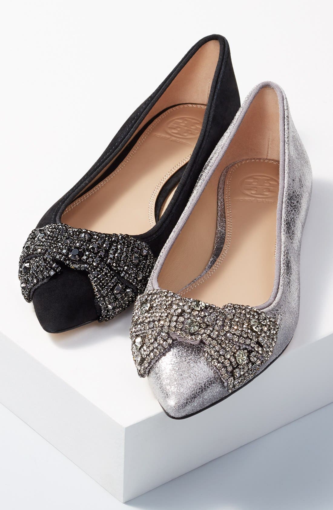 Tory Burch Vanessa Embellished Bow Flat, Alternate, color, 