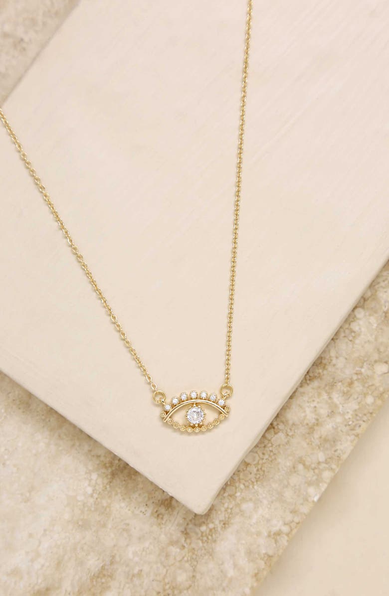 Ettika Evil Eye Pendant Necklace, Alternate, color, Gold