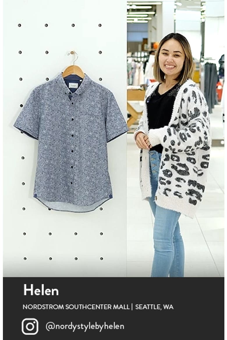 House of Love Slim Fit Floral Short Sleeve Button-Down Shirt video