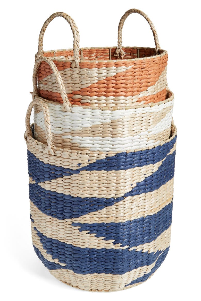 Diamond Straw Basket, Alternate, color, WHITE/ NATURAL