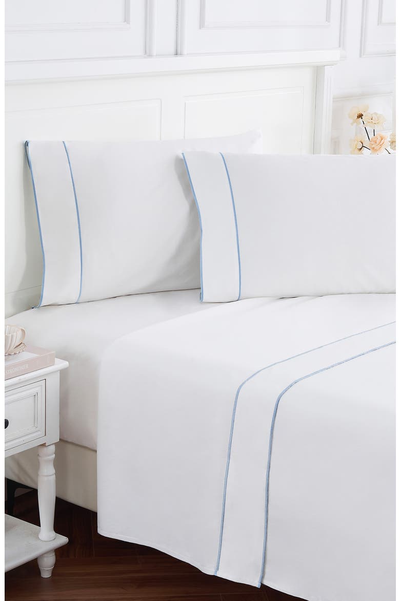 Framed 600 Thread Count Sateen Sheet Set, Alternate, color, BLUE/ WHITE