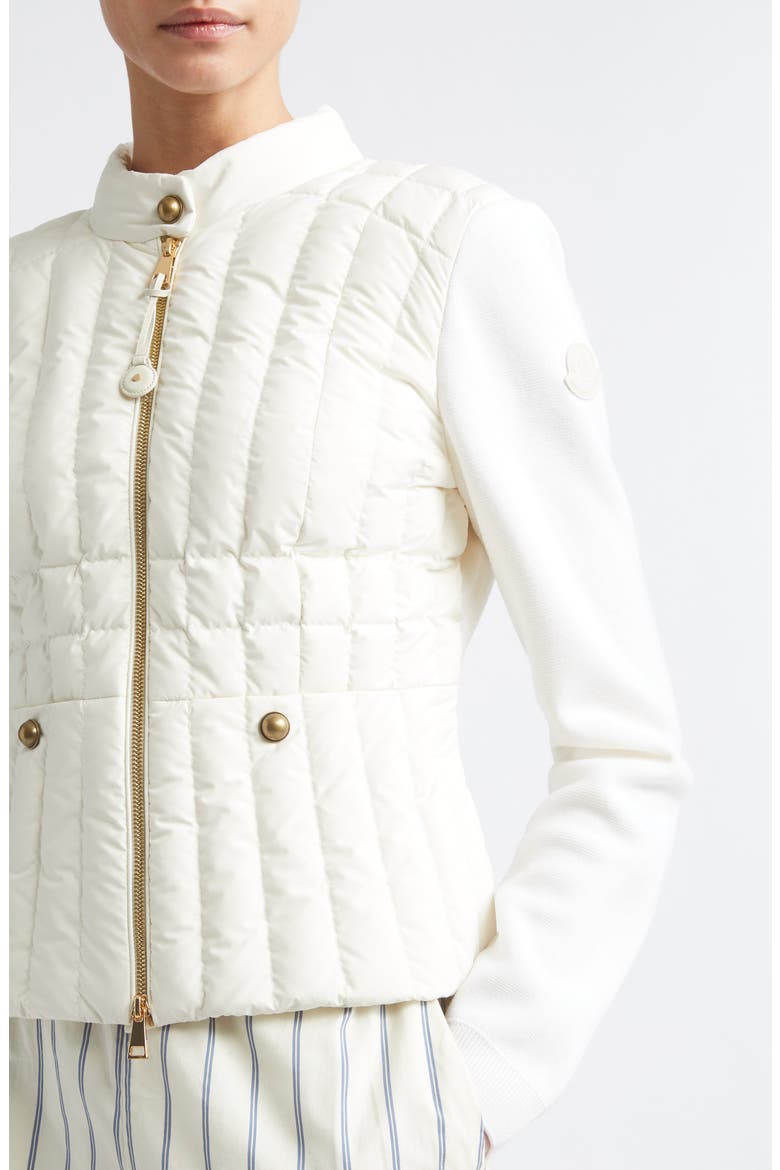 Mixed Media Down Jacket, Alternate, color, WHITE