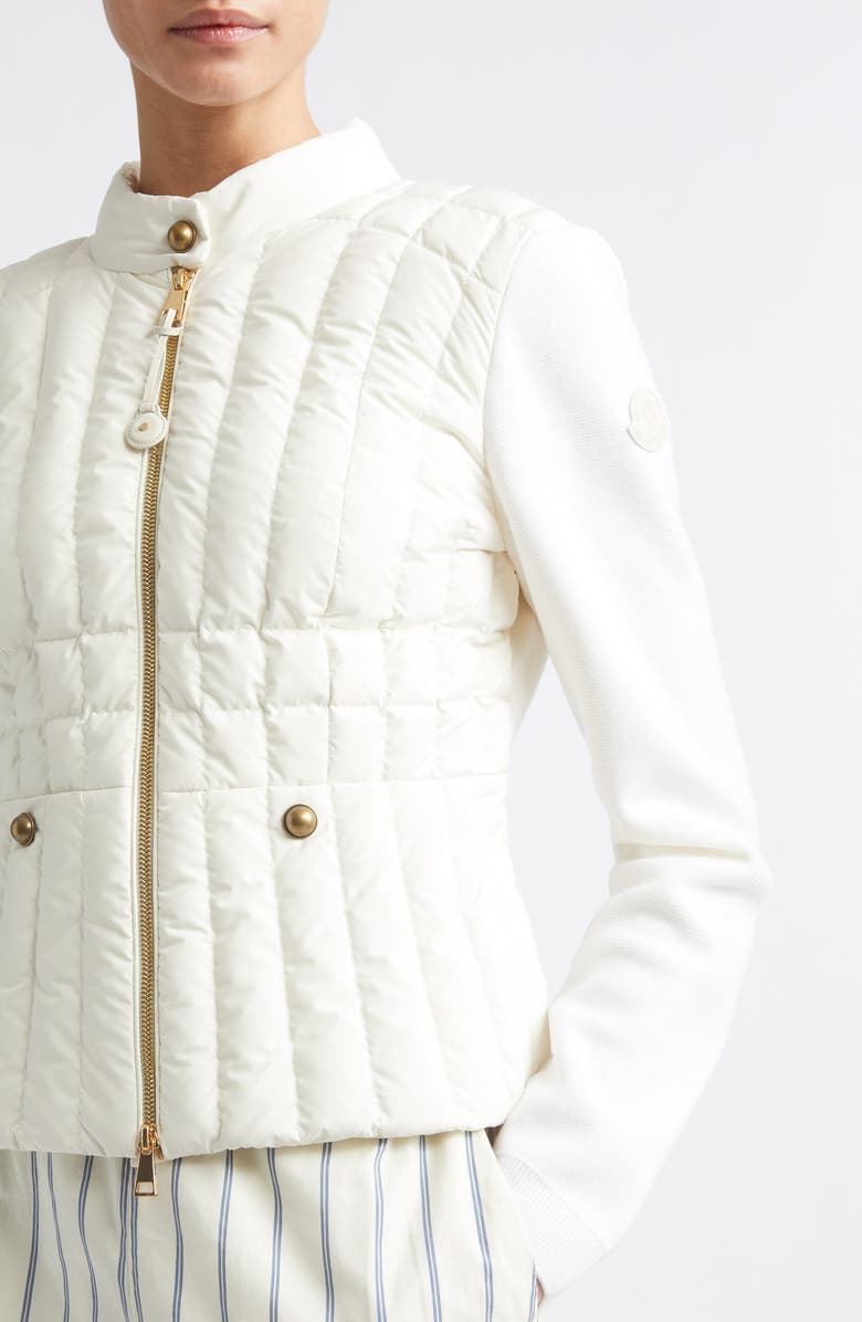 Moncler Mixed Media Down Jacket, Alternate, color, White