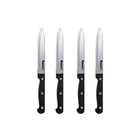 4 Piece Steak Knife Set,Stainless-Steel Serrated Blades, Full-Tang Knives