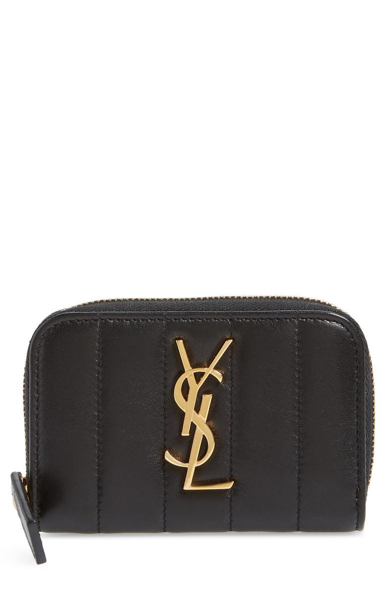 Saint Laurent Vicky Zip Around Card Wallet, Main, color, 