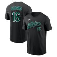 Nike Men's Nike Jason Giambi Black Athletics Cooperstown Collection Name & Number T-Shirt