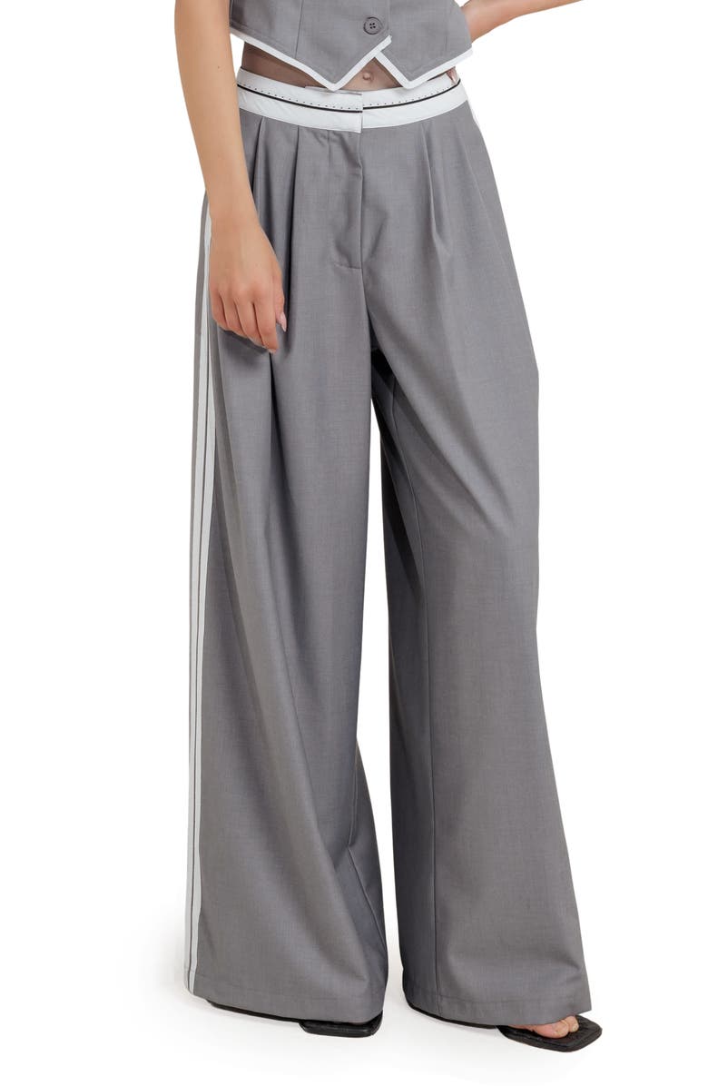 FREEMARKET Side Stripe Wide Leg Pants, Main, color, Grey/ White