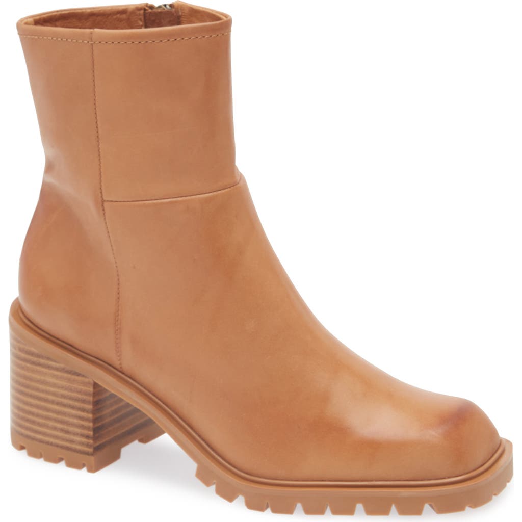 Chocolat Blu Navi Platform Bootie in Tan Leather