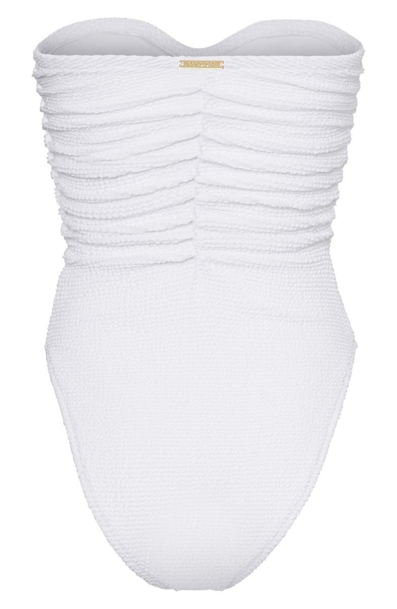 Milly Textured Ruched One-Piece Swimsuit, Alternate, color, White
