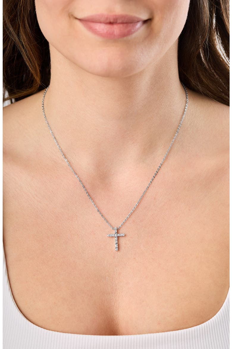 18K Gold Maya Diamond Cross Pendant Necklace (Online Trunk Show), Alternate, color, 18K WHITE GOLD/ DIAMOND