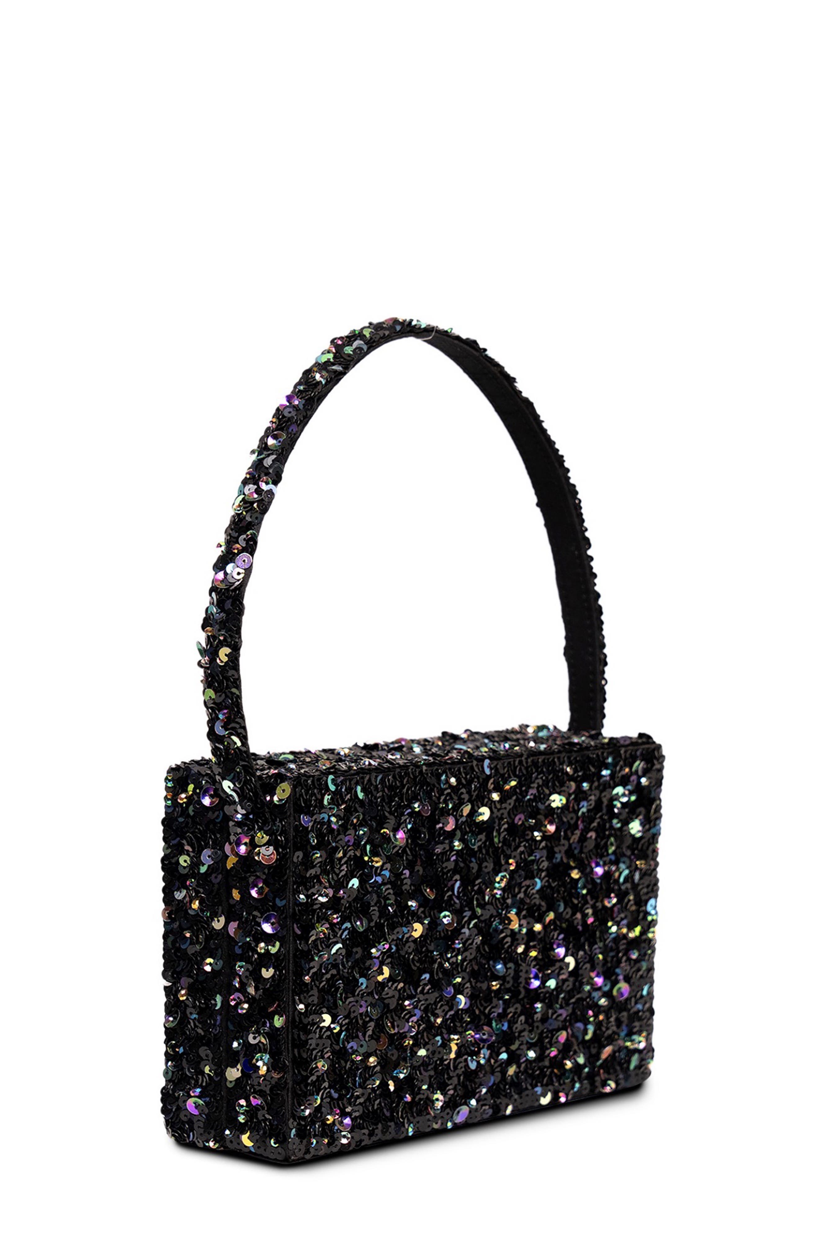 Simitri Sequin Box Clutch, Alternate, color, Black