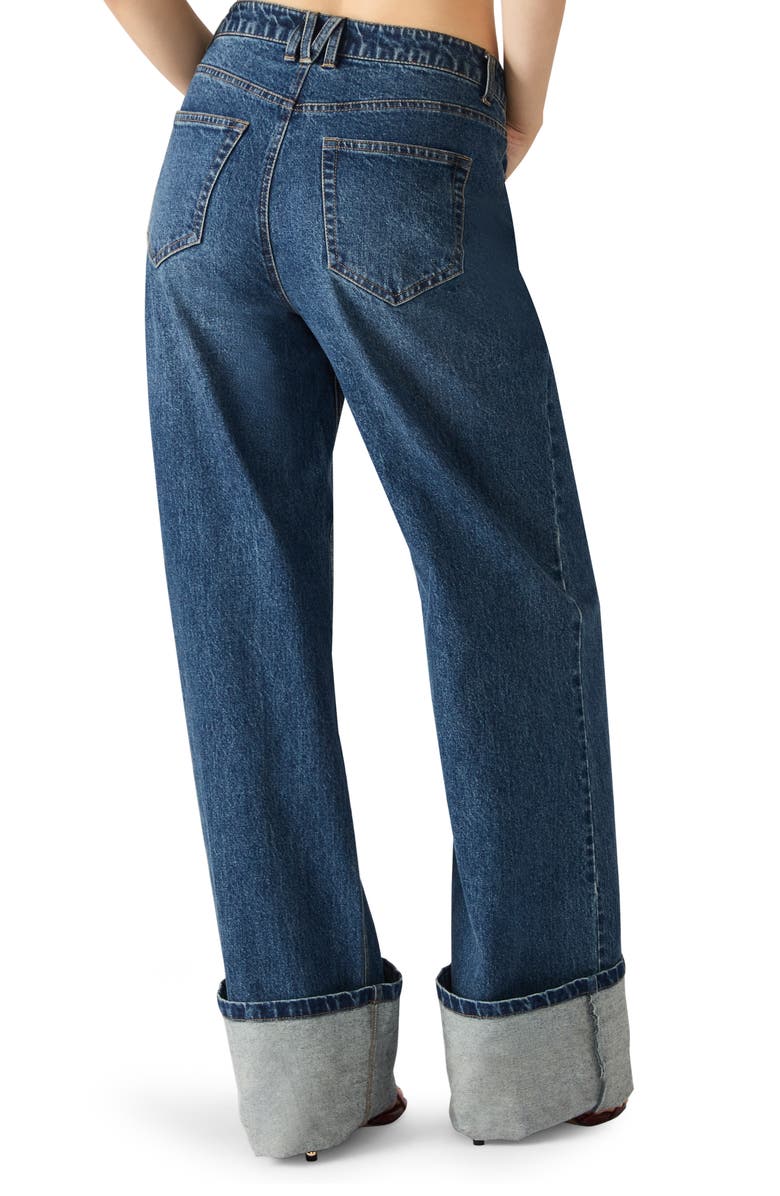 Steve Madden Romona Wide Leg Cuffed Jeans, Alternate, color, Midnight Blue