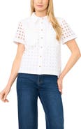 CeCe Cotton Eyelet Button-Up Shirt