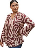 Live Unlimited Animal Print Split Sleeve Blouse