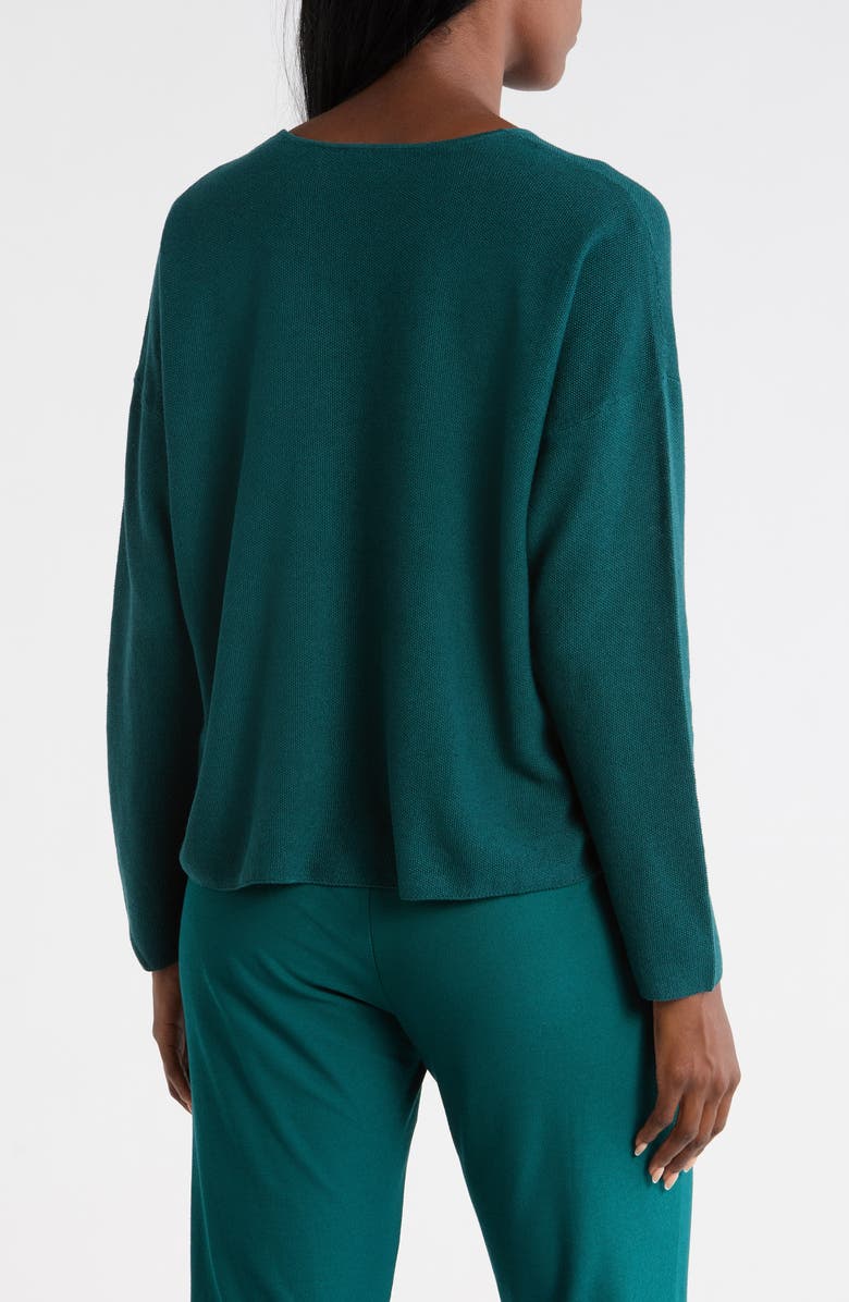 Eileen Fisher Organic Linen & Organic Cotton V-Neck Sweater, Alternate, color, Aegean
