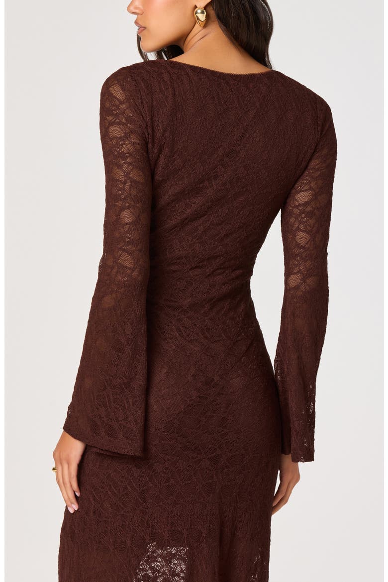 Long Sleeve Lace A-Line Maxi Dress, Alternate, color, CHOCOLATE BROWN