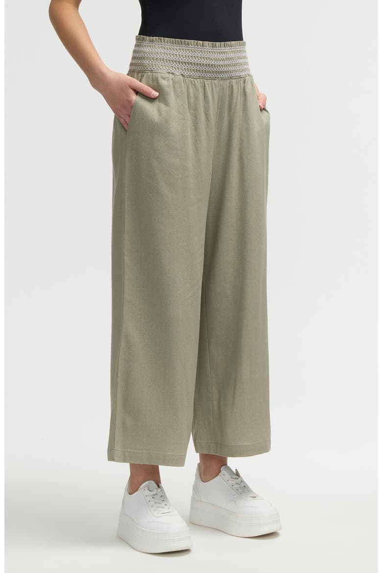 Smocked Waist Cropped Pants, Alternate, color, SAGE