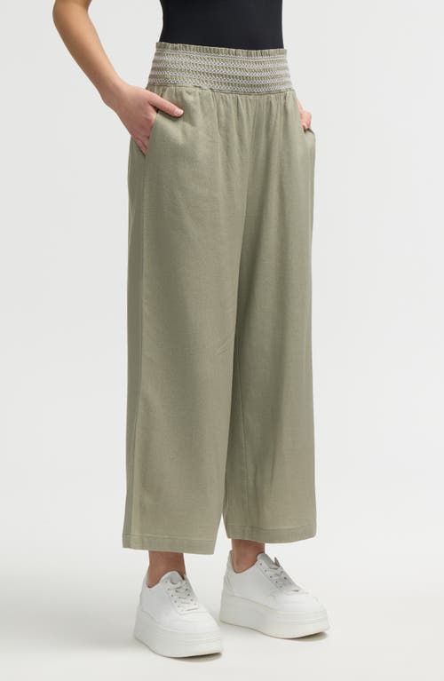 Nvlt Smocked Waist Cropped Pants In Sage