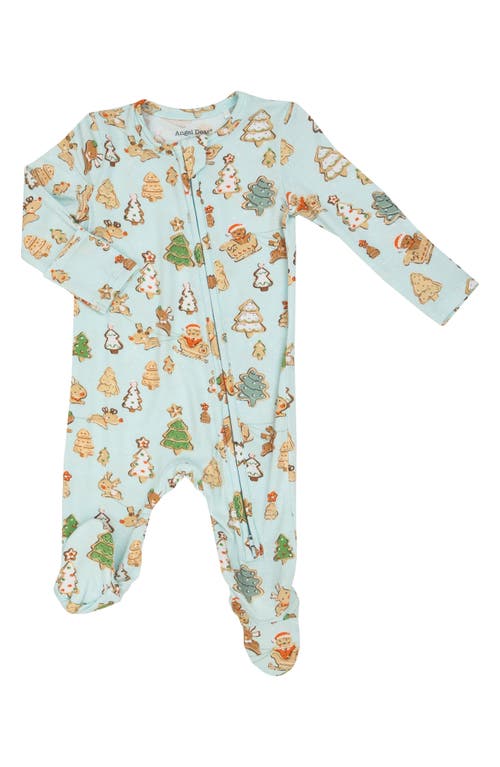 Angel Dear Gingerbread Sleigh Ride Long Sleeve Zip Footie in Blue 