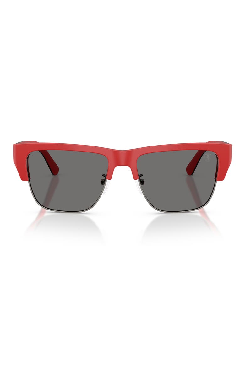 55mm Polarized Square Sunglasses, Main, color, RED MATTE BLACK RED / GREY