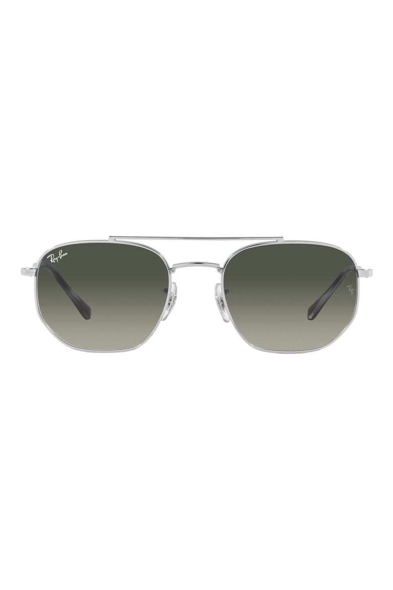 57mm Gradient Square Aviator Sunglasses, Main, color, SILVER