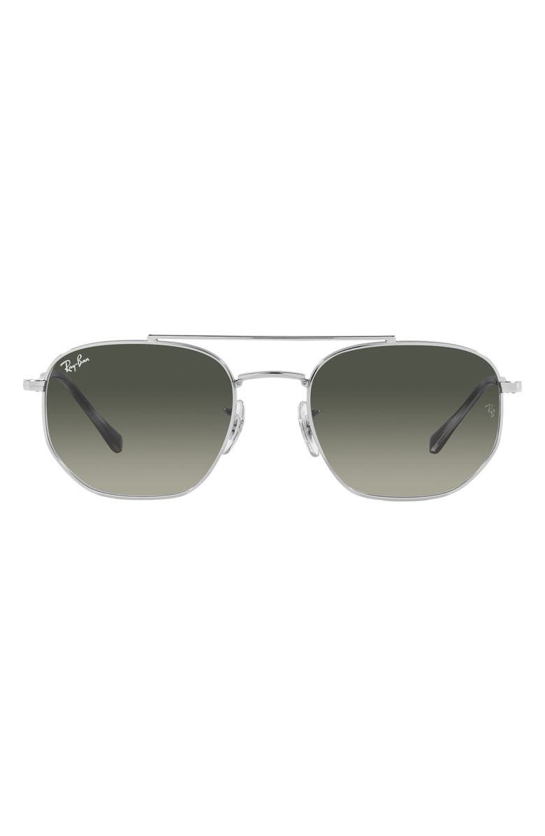 Ray-Ban 57mm Gradient Square Aviator Sunglasses, Main, color, Silver