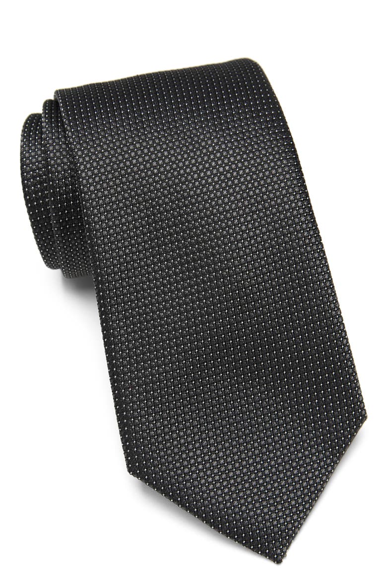 Neat Textured Silk Tie, Main, color, CHARCOAL