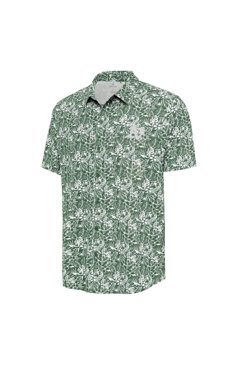 ANTIGUA Men's Antigua Green Athletics Resort Button-Up Shirt, Alternate, color, Green