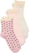 NORDSTROM RACK Pack of 3 Ruffle Trim Crew Socks
