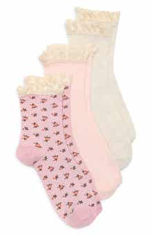 NORDSTROM RACK Pack of 3 Ruffle Trim Crew Socks