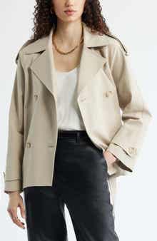 Belted Stretch Cotton Short Trench Coat