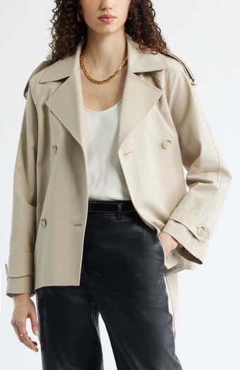 Belted Stretch Cotton Short Trench Coat