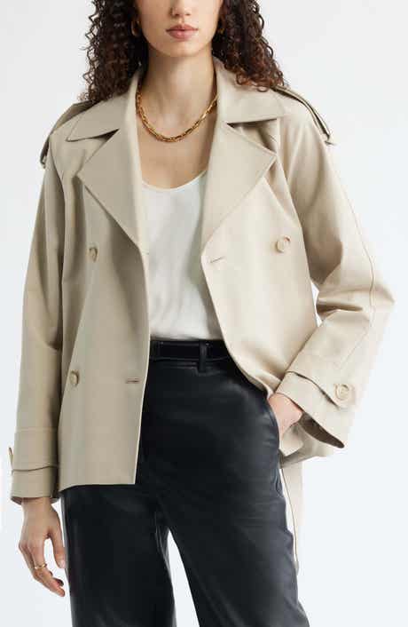 Belted Stretch Cotton Short Trench Coat