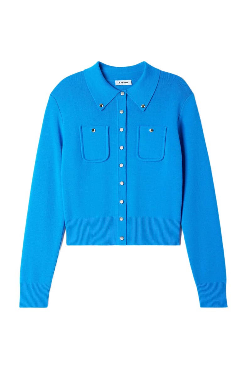 Cardigan With Metal Buttons, Alternate, color, Blue