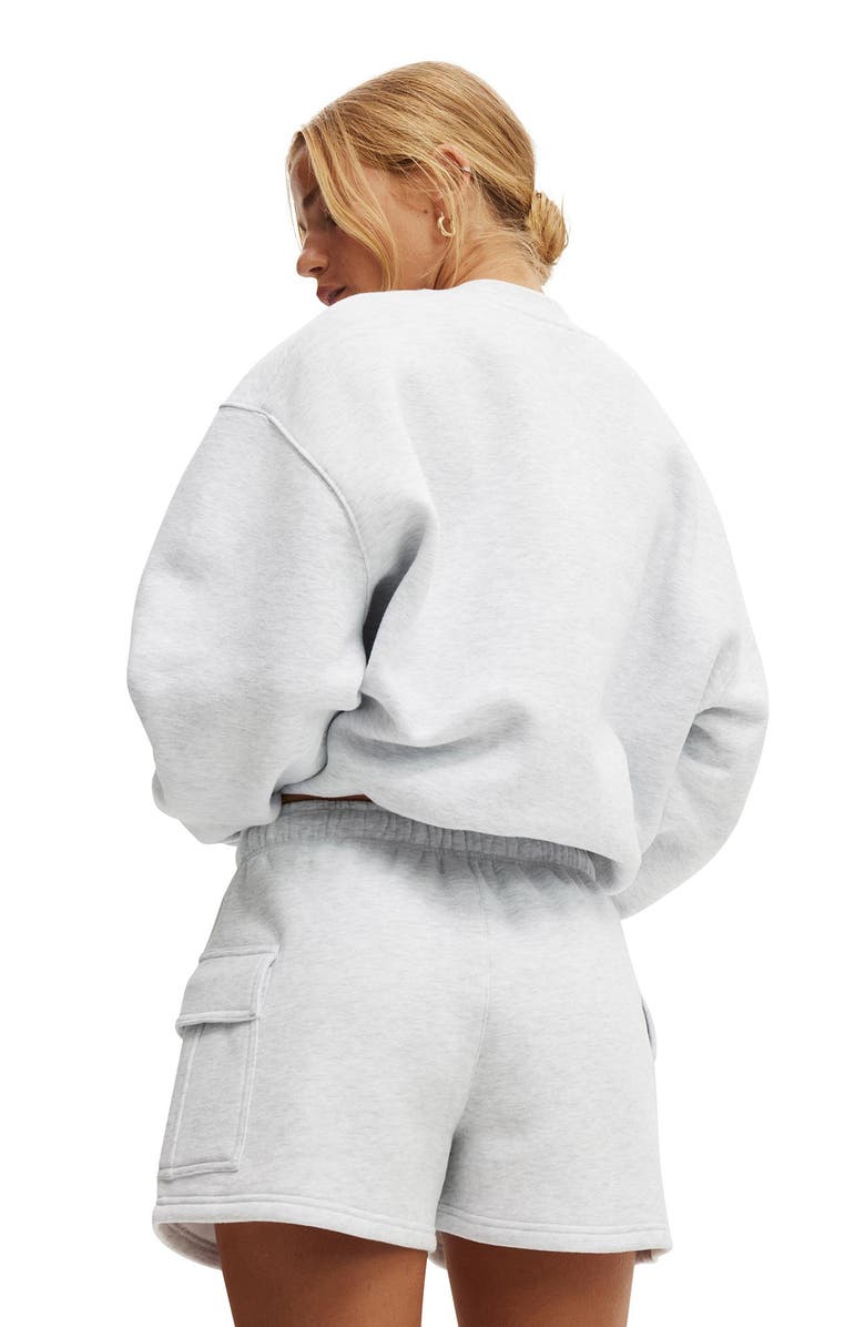 COTTON ON BODY Women's Active Plush Crew Sweatshirt, Alternate, color, Cloudy Grey Marle