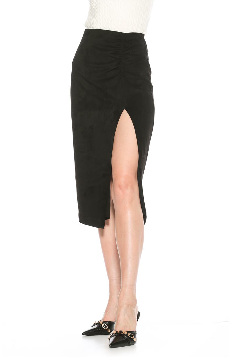 Zayla Faux Suede Pencil Skirt, Alternate, color, BLACK