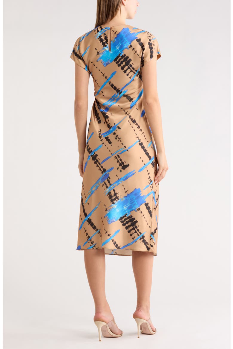 Avery Print Front Twist Dress, Alternate, color, TAN ABSTRACT
