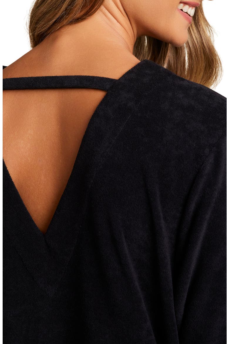 Cozy Terry® Double V Caftan Nightgown, Alternate, color, BLACK