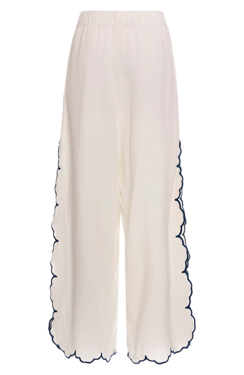 Agua Bendita Embroidered Wide Leg Cover-Up Pants, Alternate, color, White