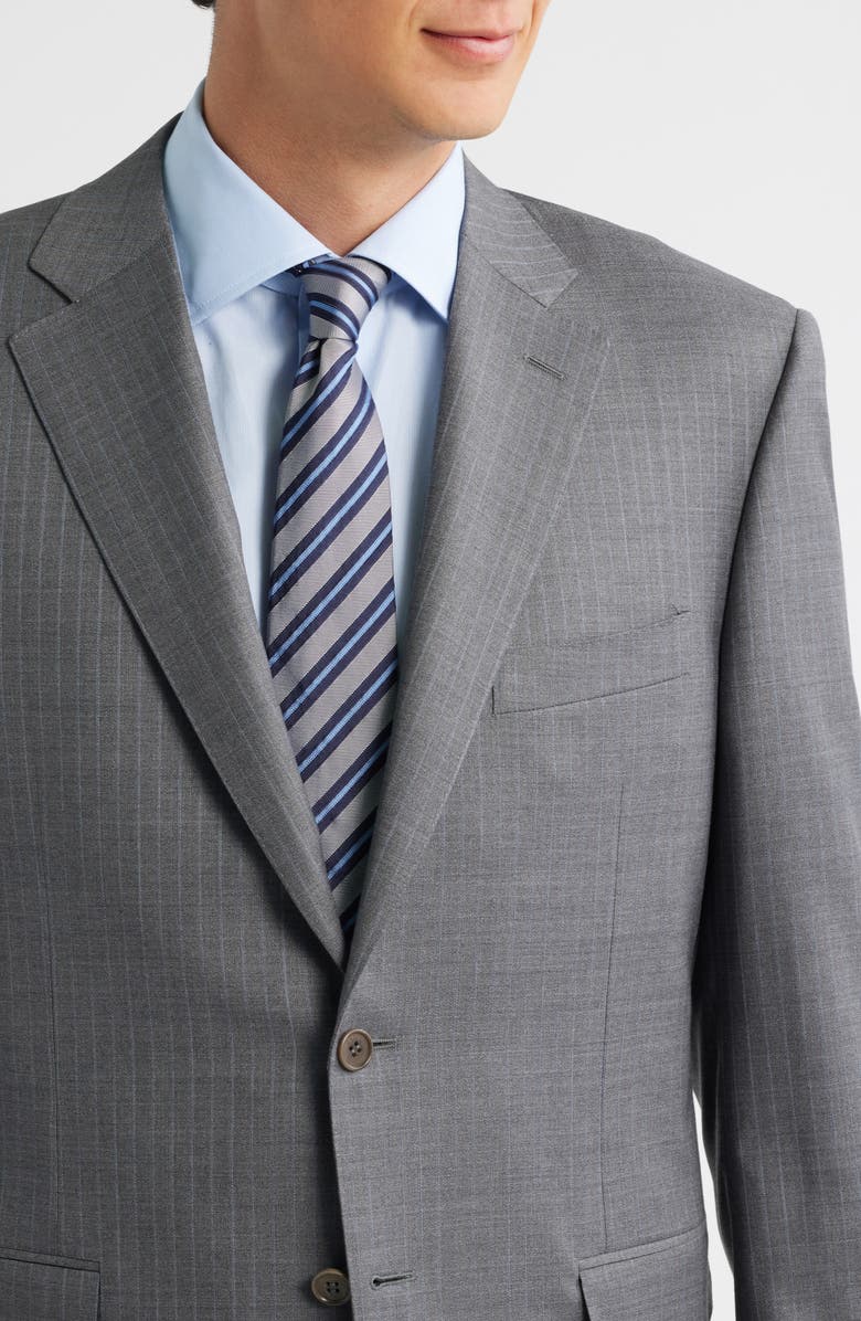 Canali Sienna Regular Fit Grey Pinstripe Wool Suit, Alternate, color, Grey