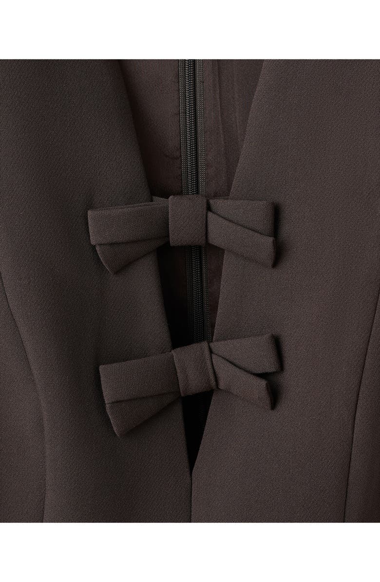 MANGO Bow V-Neck Vest, Alternate, color, Brown