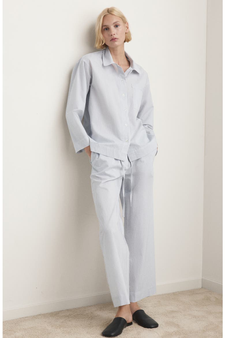 Stripe Cotton Blend Pajama Top, Alternate, color, WHITE